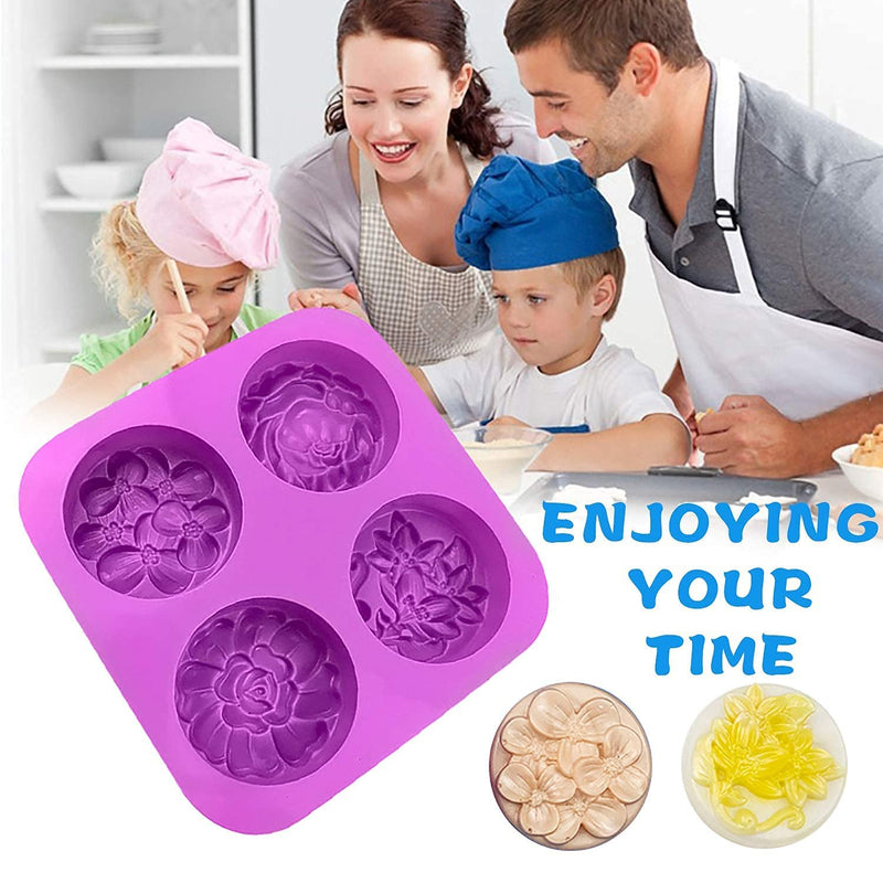 Yancorp 3 Pack Silicone Soap Molds 6 Cavities Silicone Soap Mold Rectangle Oval and Flower Shapes Soap Molds for Soap Making Handmade Cake Chocolate Biscuit Pudding Jelly Ice Cube Tray - NewNest Australia