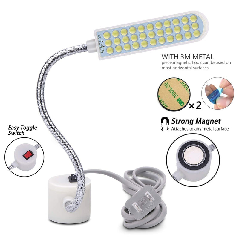 harmiey Sewing Machine Light (36LED) Gooseneck Work Light with Magnetic Mounting Base, White Soft Light for Lathes, Drill Presses, Workbenches - NewNest Australia