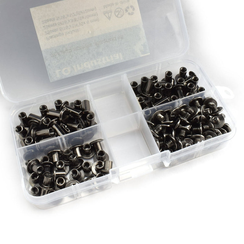 LQ Industrial 75 Sets Black M5 Chicago Screw Assorted Kit Slotted Phillip Head Binding Screws Rivet Assembly Bolt Nail Rivet for Book Binding DIY Leather Craft M5x6 M5x10 M5x12 - NewNest Australia