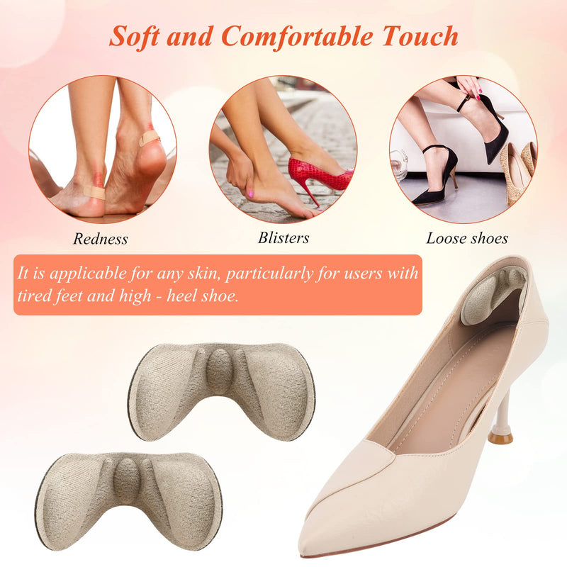 OOTSR Beige Heel Pads Self-Adhesive Cushion Inserts, 4 Pairs Premium Heel Grips for Sneaker Shields Foot Protectors Anti Slip Back of Loose Heel Shoes for Preventing Heel Slipping, Rubbing Beige Heel Cushion Pads - NewNest Australia