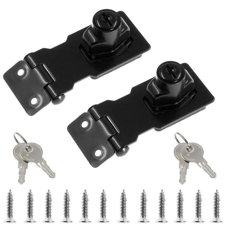 Jiozermi 2 Packs 2.5 Inch Hasp Locks with Keys, Stainless Steel Hasp Latches, Twist Knob Keyed Locking Hasp for Cabinet Small Door, Flat Black - NewNest Australia