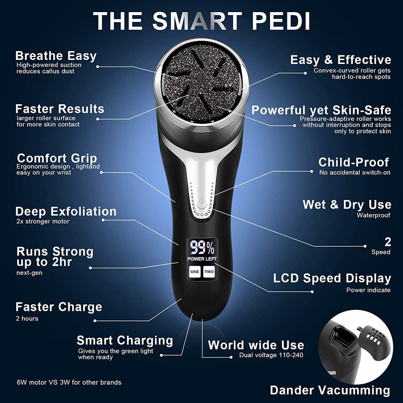 Electric Foot File, VXDOIRK Rechargeable Waterproof Hard Skin Remover Foot with 3 Rollers and 2 Speeds, Foot Files for Hard Skin and Dead Skin - NewNest Australia