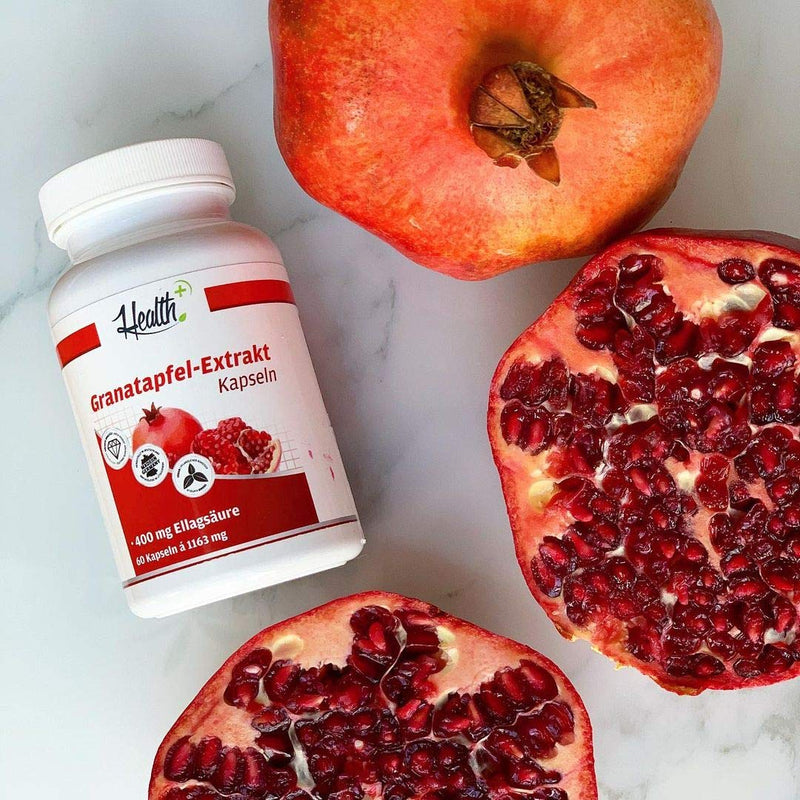 Health+ Pomegranate Extract - 60 Capsules With 1000 Mg Pomegranate Powder Extract With 40% Ellagic Acid, Vegan Pomegranate Capsules, Strong Antioxidant On A Natural Basis, Made In Germany - NewNest Australia