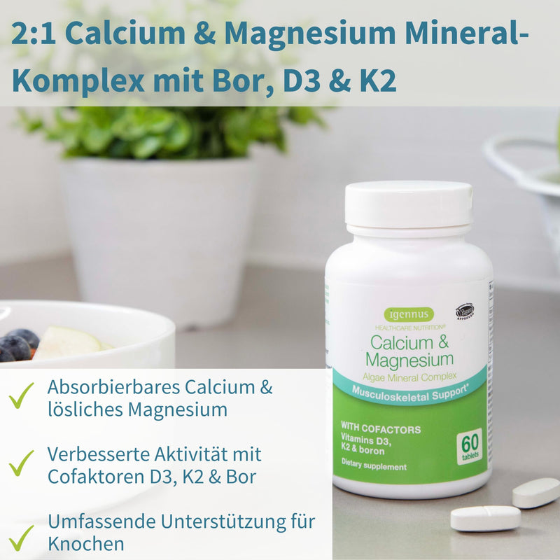 Mariner Calcium & Magnesium Bone Complex with boron, vitamin D3 & K2, high dosage, vegan, 60 tablets, from Igennus - NewNest Australia