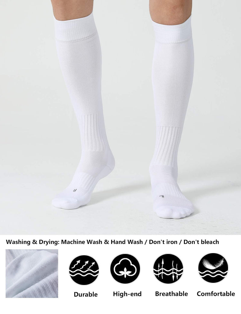 2 / 3 Pack Soccer Softball Baseball Socks for Youth Kids Adult Multi-Sport Socks White (2 Pack) Medium - NewNest Australia