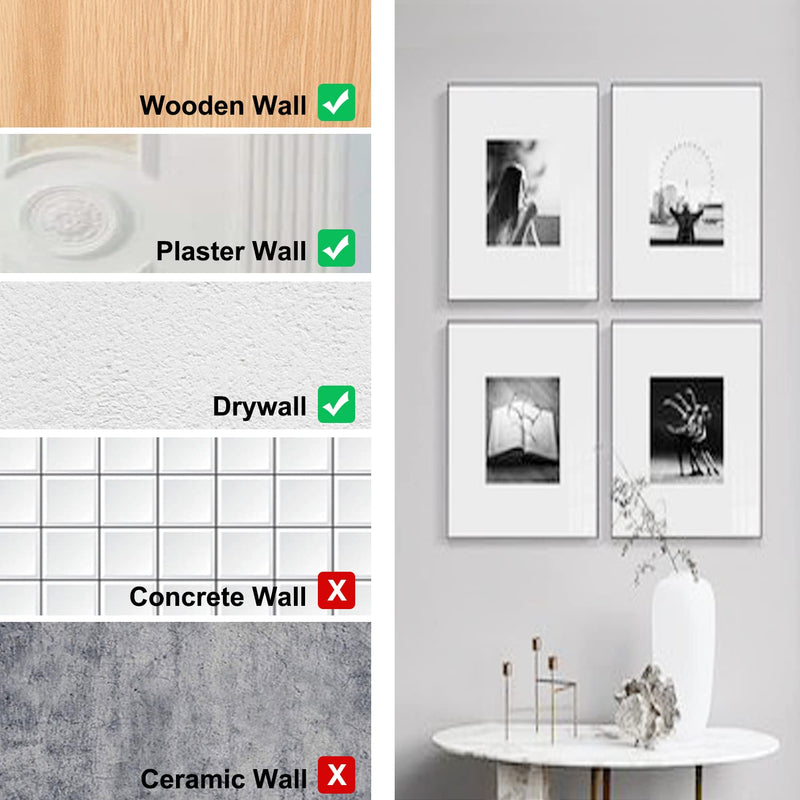 125 pcs Picture Hangers, Heavy Duty Picture Hanging Kit with Nails, Professional Picture Hanging Kit on Wooden/Drywall for Canvas, Office Pictures, Clock, House Decoration, Holds 10-100 lbs - NewNest Australia
