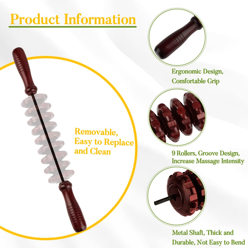 Liitrton Manual Wooden Fascia Massage Roller Trigger Points for Release Cellulite Sore Muscle Blasting (Red) Red - NewNest Australia