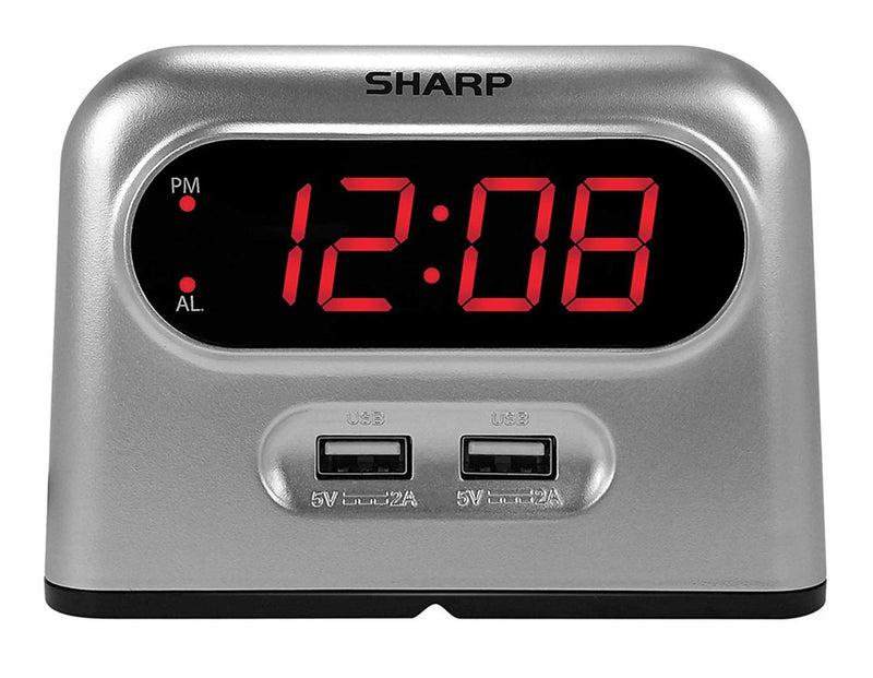 NewNest Australia - Sharp Digital Alarm Clock with 2 Ultra Fast Charging USB Quick Charge Ports - Twice as Fast as Conventional USB Chargers - Battery Back-up - Easy to Use 