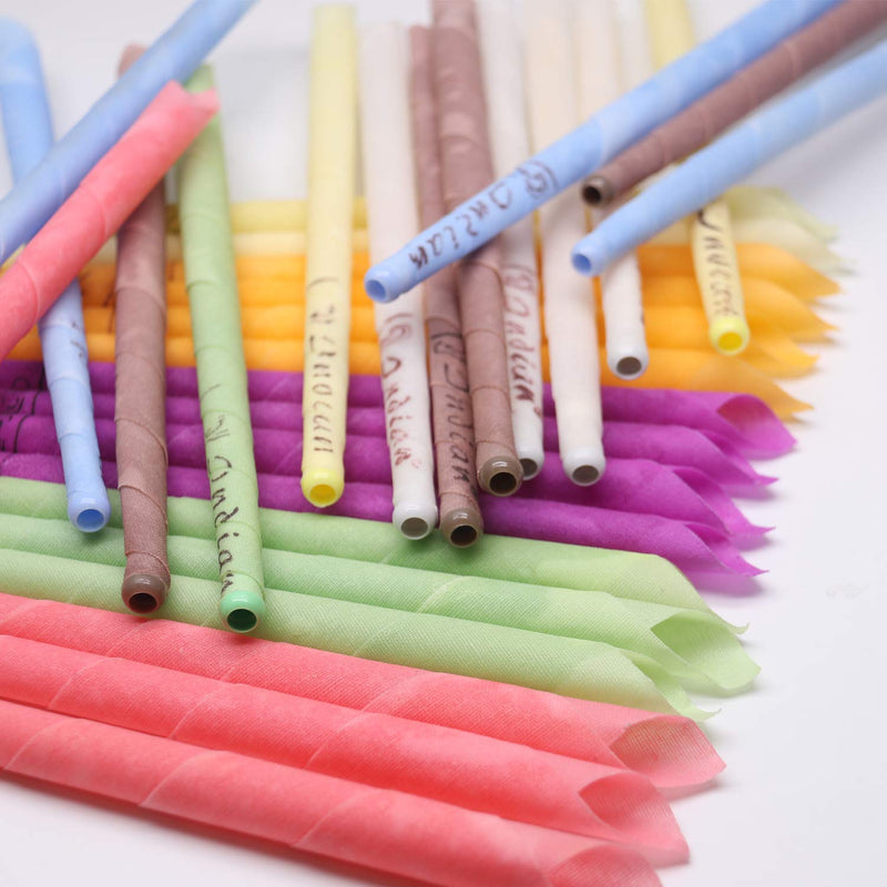 Natural Ear Candles, 32 Pieces (8 Colors), Cylinder Scented Hollow Taper Candles with 16 Protective Discs - NewNest Australia