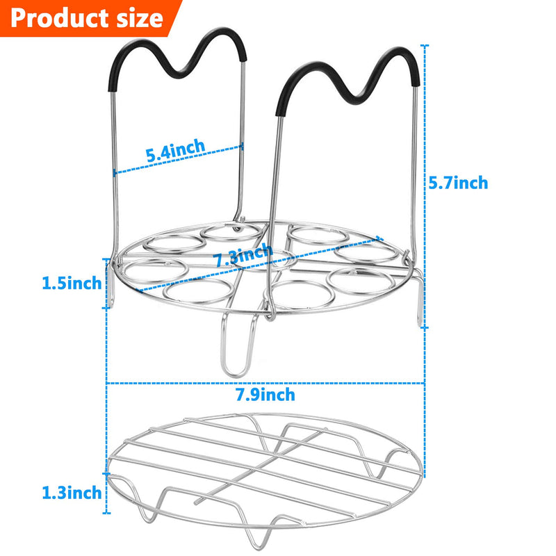 Steamer Rack Trivet Accessory Set, Include 9-holes Egg Cooking Rack with Heat Resistant Silicon Handles & Compatible for 6, 8 Quart Pressure Cooker Trivet, Instant Pot Accessories (2 Pack) 2 Pack - NewNest Australia