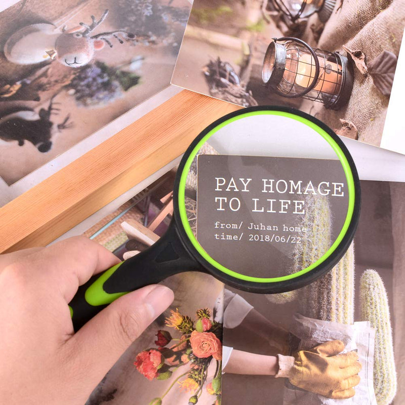 Ocim (2 Pcs) 10X Magnifying Glass, Handheld Reading Magnifier, 75mm Magnify Glasses Lens, Rubbery with Non-Slip Soft Handle for Seniors Reading and Kids Nature Exploration - NewNest Australia