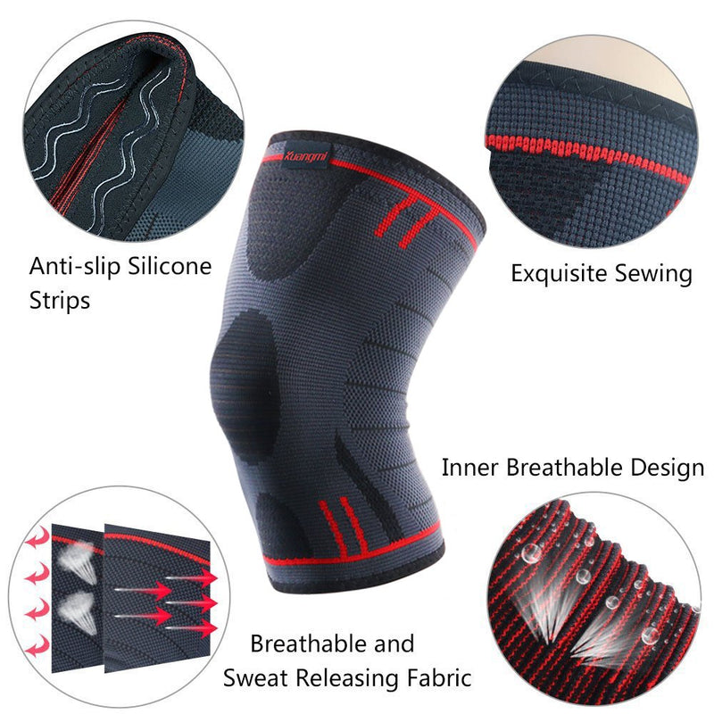 Kuangmi Sports Knee Support With Patella Gel Pads Side Stabilizers, Medical Knee Pads For Running, Meniscus Tear, Acl, Arthritis, Joint Pain Relief (S, Basic Blue) - NewNest Australia