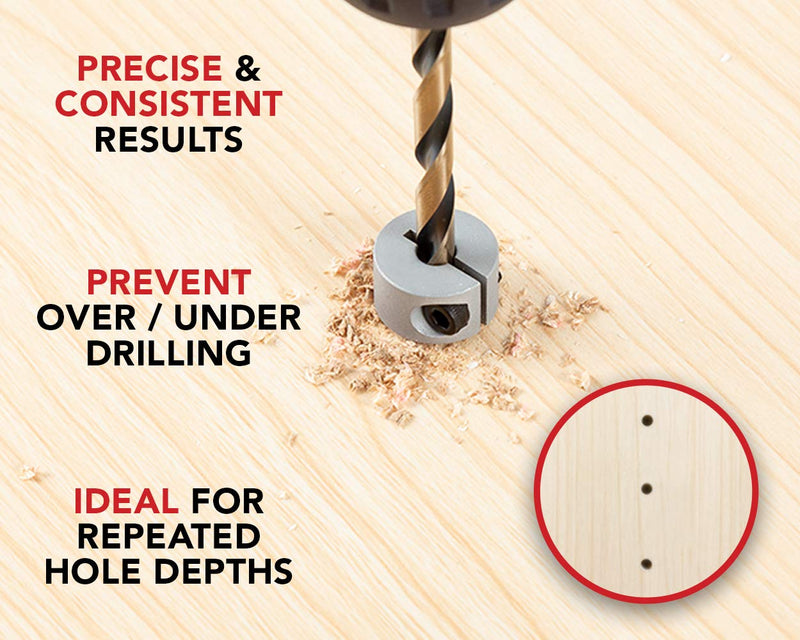 Aluminum Stop Collar Set - Drill Bit Depth Stop - Superior Split Ring Design - 8 Piece Set (1/2", 7/16”, 3/8”, 5/16”, ¼”, 7/32”, 3/16”, 1/8”) - Drill Bit Holder - NewNest Australia