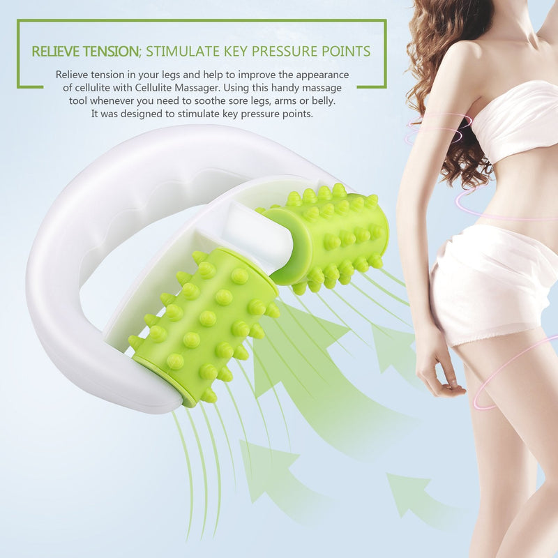 MURLIEN Cellulite Massager, Anti Cellulite Massage Roller for Muscle Soreness and Remove Cellulite, Body Roller Brush for Shoulder, Arms, Buttocks, Back, Abdomen, Legs and Calves – Green/White - NewNest Australia