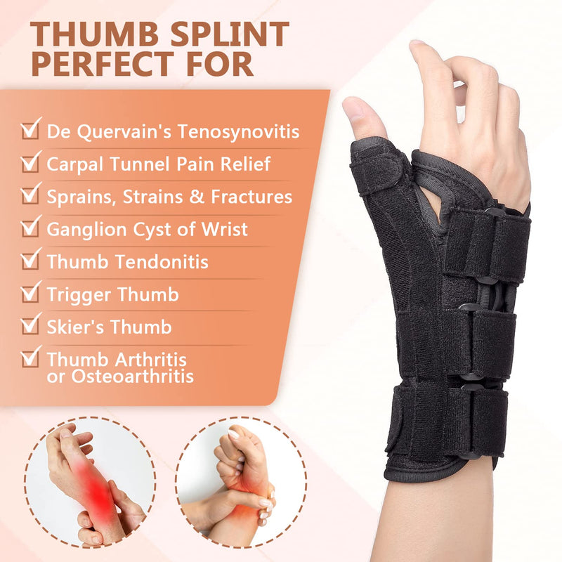 Scurnhau Wrist Thumb Spica Support Brace, Carpal Tunnel Splint, Night Sleep Stabilizer for De Quervain's Tenosynovitis, Tendonitis, Arthritis, Trigger Thumb, Sprain, Fits Unisex, S/M Right - NewNest Australia
