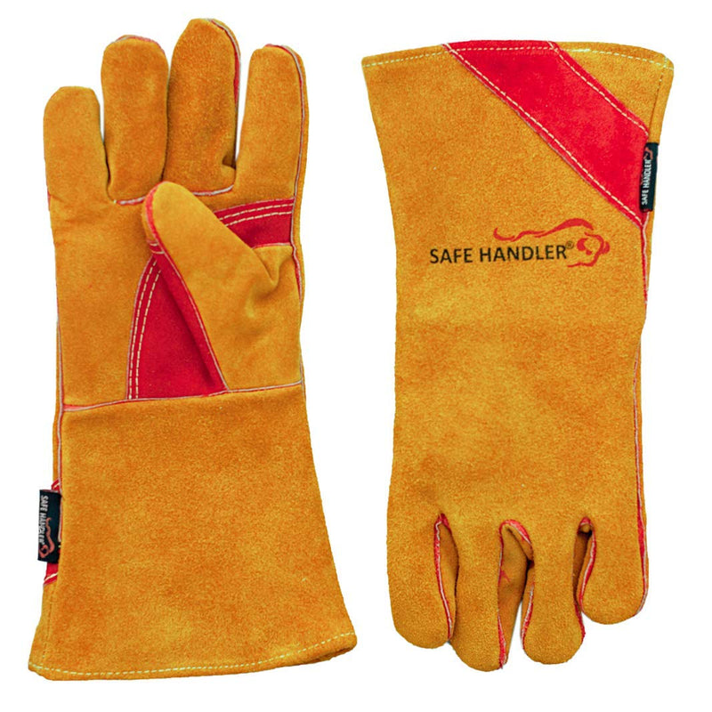 SAFE HANDLER Prime Welding Gloves with Kevlar Thread Protection | Reinforced Thumb and Palm, Heat Resistant for oven, MIG welding, TIG welder, Grill, Fireplace, BBQ, Animal Handling, 14 inch, 1 Pair - NewNest Australia