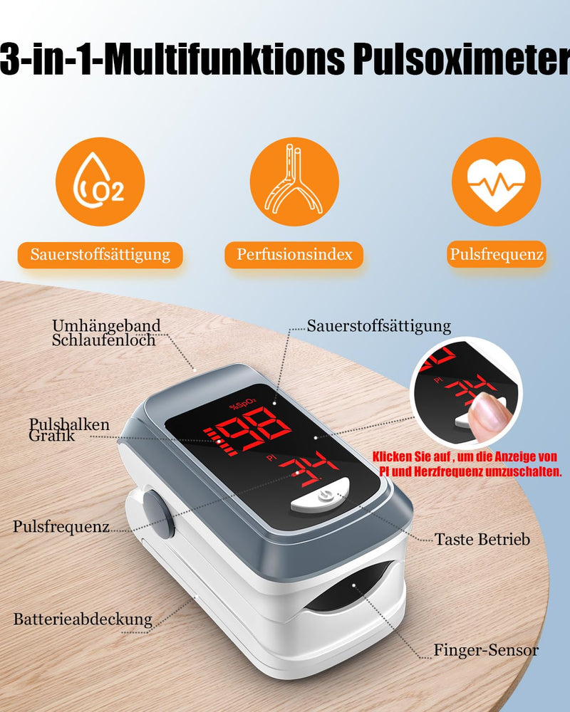 HOLFENRY Bluetooth Pulse Oximeter Finger Oximeter with APP, Oxygen Saturation Meter Finger, Blood Oxygen Meter Finger for Heart Rate, Free APP (Gray) Grey - NewNest Australia