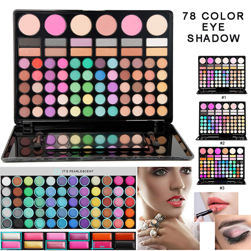 FantasyDay® Professional 78 Colours Eyeshadow Palette Makeup Contouring Kit Combination with Lipgloss, Blusher and Concealer - #3 - Ideal for Professional and Daily Use - NewNest Australia