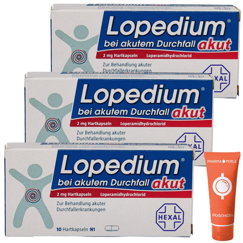 LOPEDIUM acute 3x 10 capsules economy set I quick help against acute diarrhea I reliably stops diarrhea I with give-away from Pharma Perle - NewNest Australia