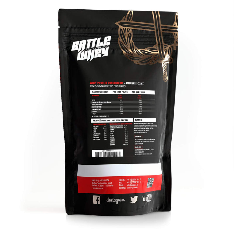 Big Zone BATTLE WHEY | Whey Protein Concentrate Protein | Delicious quality made in Germany | 1000g 1KG powder (rice pudding cinnamon) rice pudding cinnamon - NewNest Australia