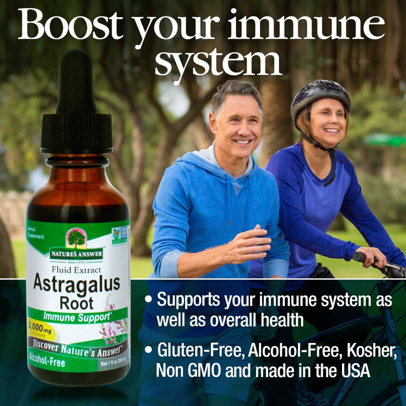 Nature's Answer Astragalus Root | Promotes Overall Health & Wellbeing | Super Concentrated 2000mg | Alcohol-Free, Gluten-Free, Kosher Certified & No Preservatives 1oz 1 Fl Oz (Pack of 1) - NewNest Australia