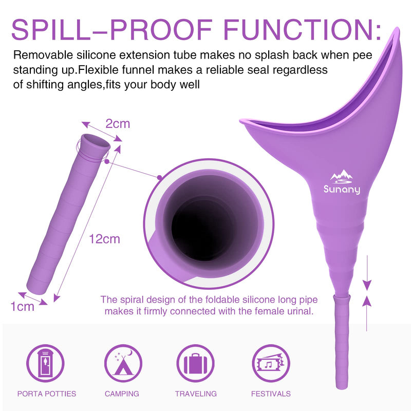 Female Urination Device,Reusable Silicone Female Urinal Foolproof Women Pee Funnel Allows Women to Pee Standing Up,Women's Urinal with Drawstring Bags is The Perfect Companion for Travel and Outdoor purple - NewNest Australia