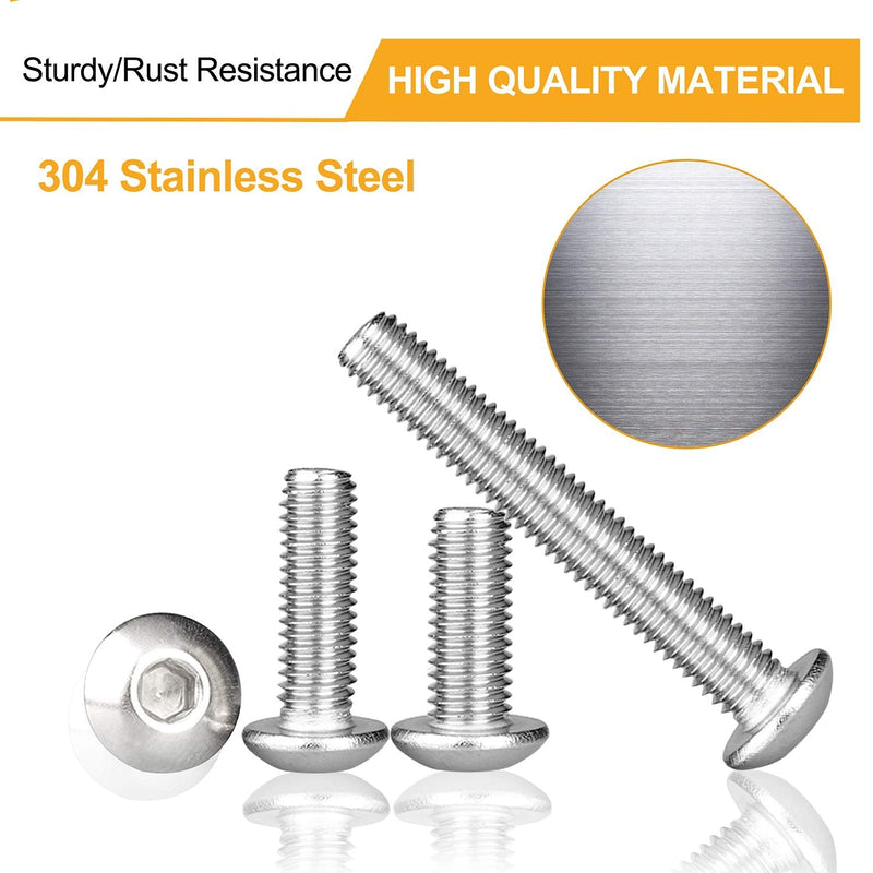 VIGRUE 570PCS Stainless Steel M3 Button Head Hex Socket Cap Screw Bolts, M3 x 4/5/6/8/10/12/14/16/18/20/25mm Screw and Nuts Flat Washer Assortment Kit, Fully Machine Thread - NewNest Australia