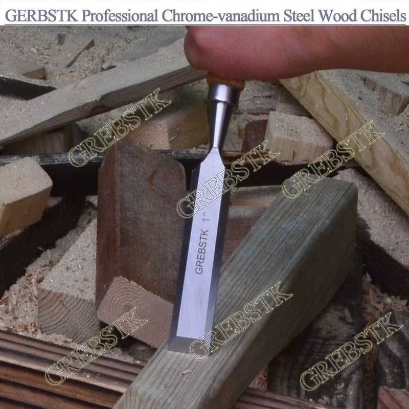 GREBSTK Professional Wood Chisel Tool Sets Sturdy Chrome Vanadium Steel Chisel Beech Handles Woodworking Tools, 4PCS, 1/4 inch,1/2 inch,3/4 inch,1 inch 3#Oxford bag - NewNest Australia