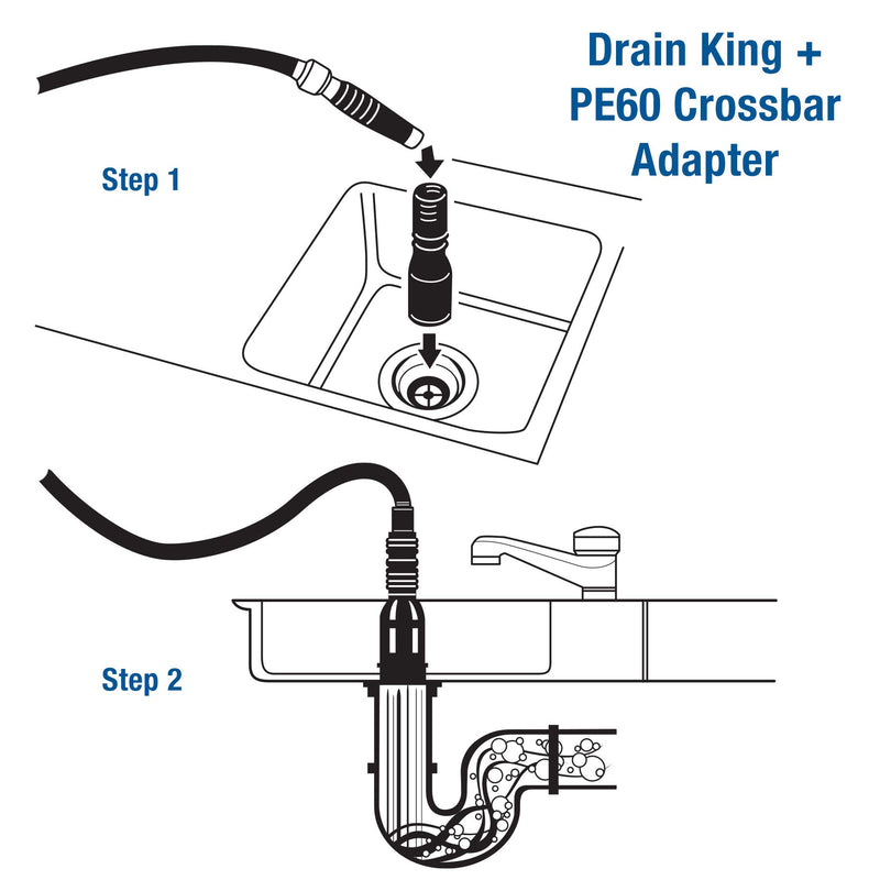 Drain King VIP2 Drain Unclogging Kit With Kitchen Sink Crossbar Adapter, 1.5 to 3 Inch - NewNest Australia