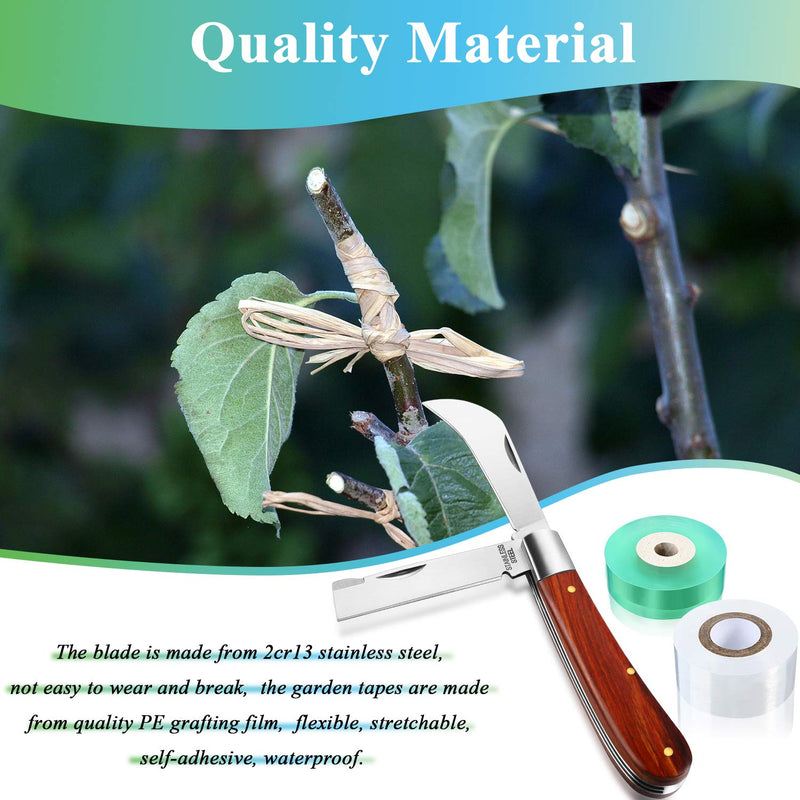 Grafting Gardening Knife for Pruning, Double Blades Garden Knife for Budding Pruning with 2 Rolls Grafting Tape Plants Repair Tapes for Floral Fruit Tree - NewNest Australia