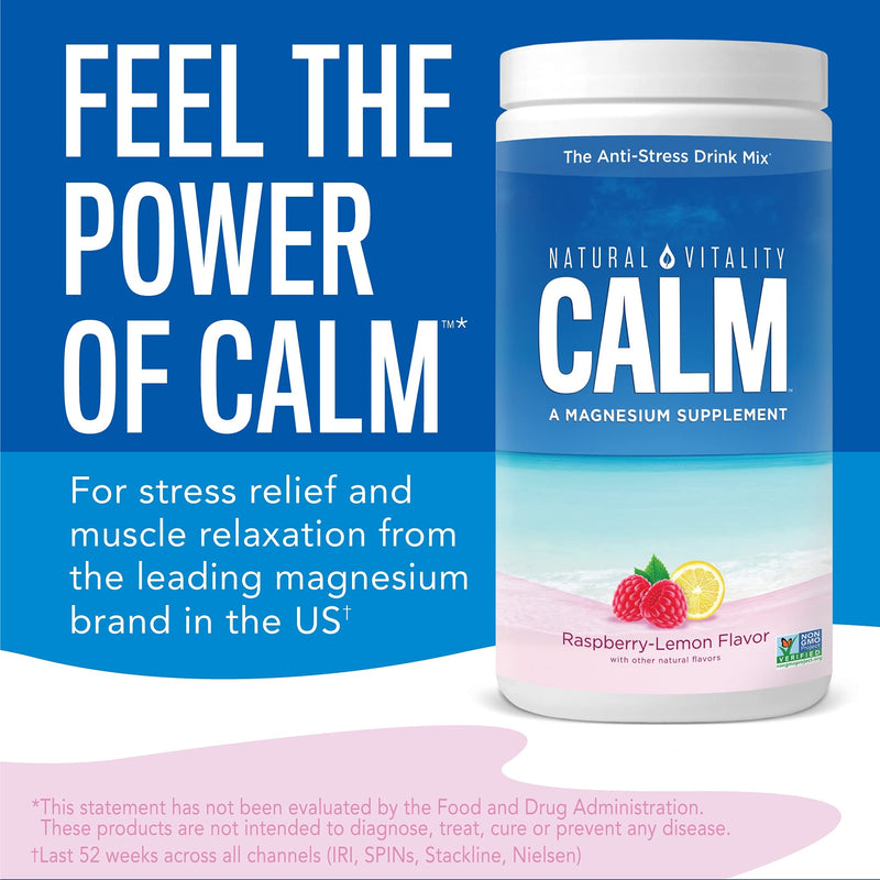 Natural Vitality Calm #1 Selling Magnesium Citrate Supplement, Anti-Stress Magnesium Supplement Drink Mix Powder- Raspberry Lemon, Vegan, Gluten Free and Non-GMO (Package May Vary), 16 oz 113 Servings - NewNest Australia