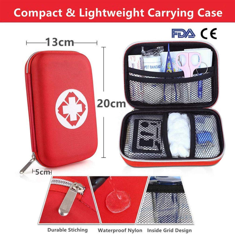 First Aid Kit - Perfect For Hiking, Outdoor, Biking, Sports And Travel - First Aid Kit And Travel Pharmacy With Bonus Emergency Whistle, 18 Pieces In Red Semi-Hard Bag - NewNest Australia