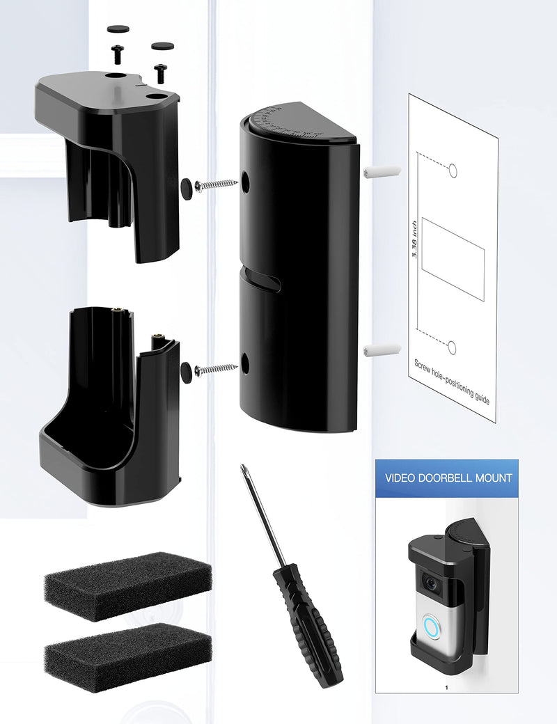 COOLWUFAN Adjustable (35 to 135 Degree) Doorbell Angle Mount, Anti-theft Video Doorbell Mount Compatible with Most Brand Video Doorbell, Easy to Install - NewNest Australia