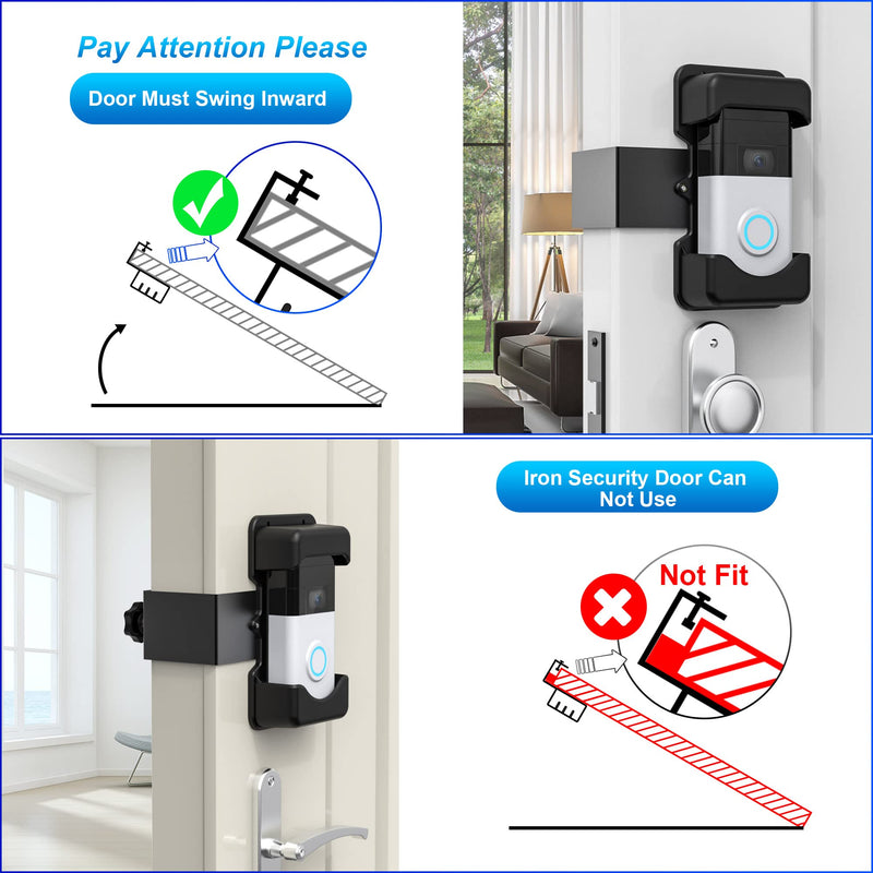 Anti-Theft Video Doorbell Mount, No-Drill Mounting Bracket for Most Brand Video Bell (Easy to Install) Black - NewNest Australia