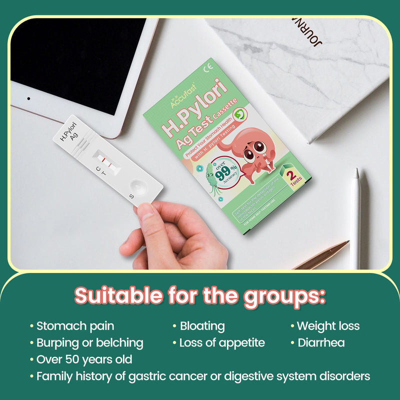 Accufast 2x Helicobacter Pylori rapid test for at home - H.Pylori Ag test cassette | Home Stool Test Kit - Check yourself for an active Helicobacter Pylori infection - NewNest Australia