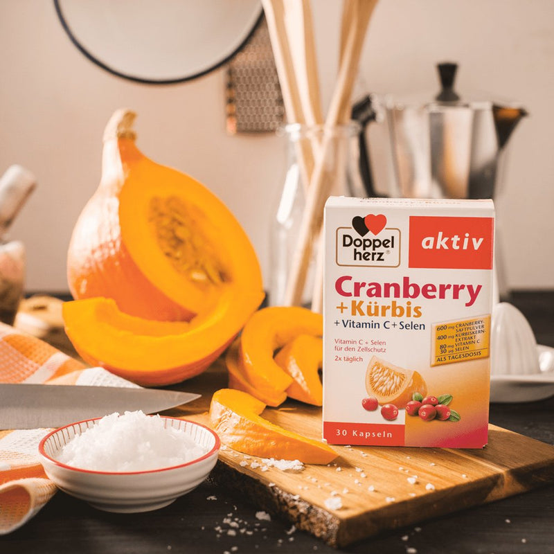 Doppelherz Cranberry 800 + Pumpkin + Vitamin C + Selenium - Vitamin C As A Contribution To Protection Of Cells From Oxidative Stress - 30 Capsules (Pack Of 3) - NewNest Australia