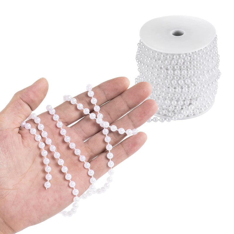 Craft String of Pearls 6MM Pearl Bead, 66 Feet White Faux Pearl Garland Roll Strand for Wedding Party Decoration 6mm × 66 feet - NewNest Australia