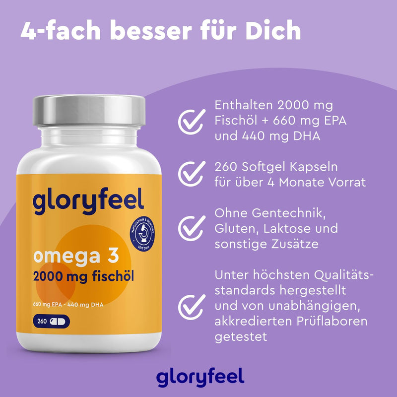 Omega 3 capsules - 2000mg high dose fish oil - With 660mg EPA and 440mg DHA - In triglyceride form - Essential omega-3 fatty acids - Support for the brain, heart and vision* - Sustainable fishing - NewNest Australia