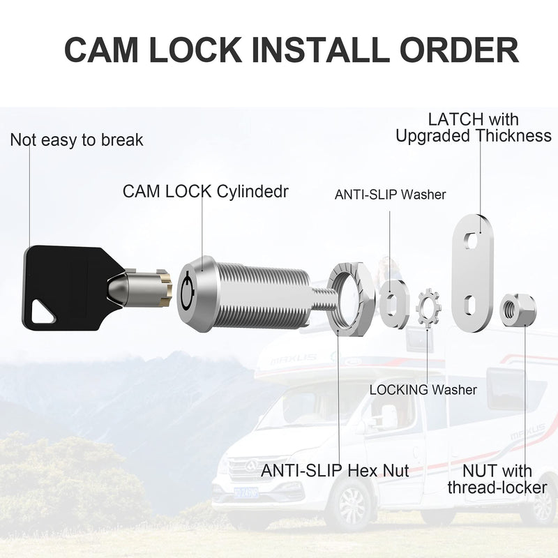3 Pack Upgraded Cam Lock RV Storage Locks, Keyed Alike 1-1/8 Inch Cabinet Locks for RV Storage Door Tool Box Drawers, Secure Door Files and Drawers Locks, Zinc Alloy 3 Pack 1-1/8 Inch - NewNest Australia