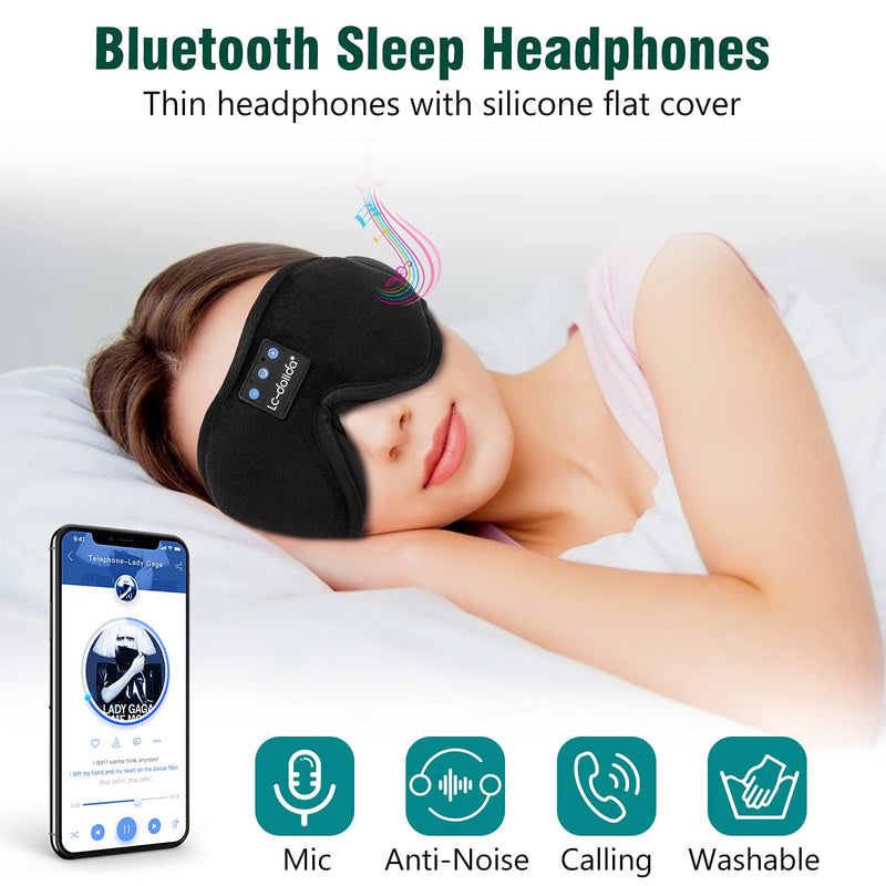 Sleep Headphones, Bluetooth Sleep Mask 3D Sleeping Headphones Blackout Blindfold，Perfect for Side Sleepers,Yoga,Meditation Great Gift for Men Women (3D Black) 3d Black - NewNest Australia