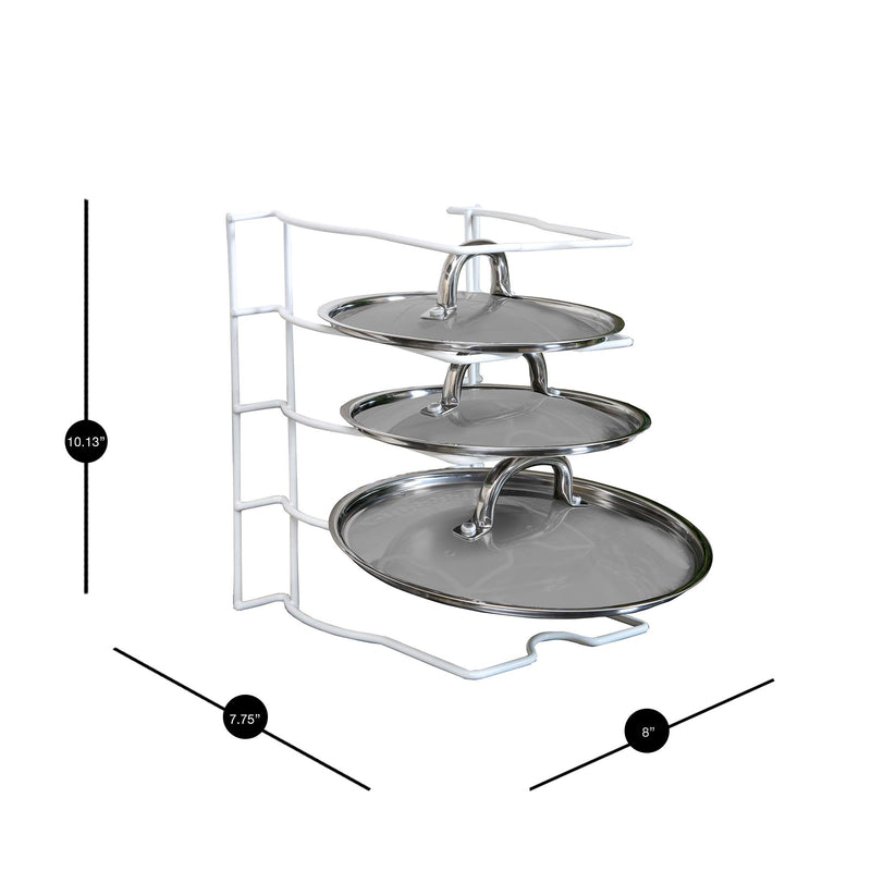 NewNest Australia - Smart Design Bakeware & Lid Storage Rack w/ 4 Compartment Dividers - Steel Metal Frame - Rust Resistant Finish - Cooking & Baking Organization - Kitchen (10 x 8 Inch) [White] White 