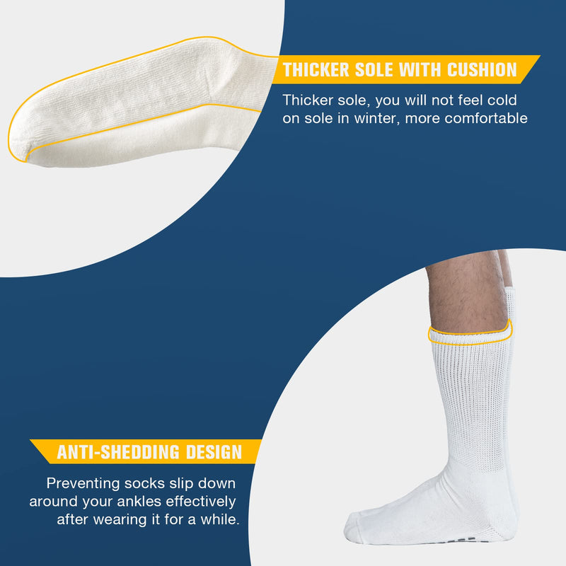 Bulinlulu Extra Wide Socks for Swollen Feet-4 Pairs Extra Wide Viasox Diabetic Socks for Men,Extra Wide Hospital Bariatric Socks Non Slip Edema Socks Women,Cast Lymphedema Socks-White&Black 2 Black+2 White Pk - NewNest Australia