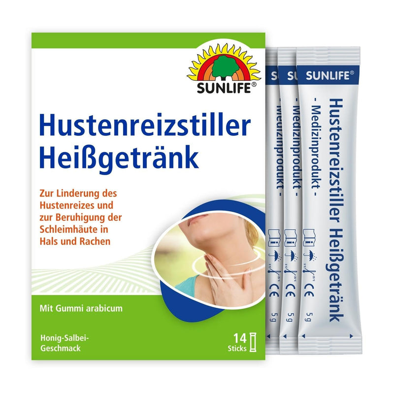 Sunlife Cough Stimulator Hot Drink - 1 X 14 Powder Sticks - Cough Remover With Active Ingredient Rubber Arabic - Honey Sage Flavor - Cough And Sore Throat Remedy - NewNest Australia