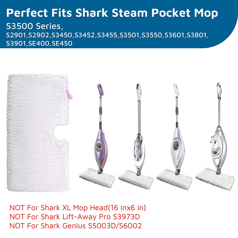 Flammi Steam Mop Replacement Pads for Shark Steam Pocket Mop S3500 Series S3501 S3601 S3550 S3901 SE450 S3801CO S3601D S2901 S2902, 2 Pack 2 Pack White - NewNest Australia