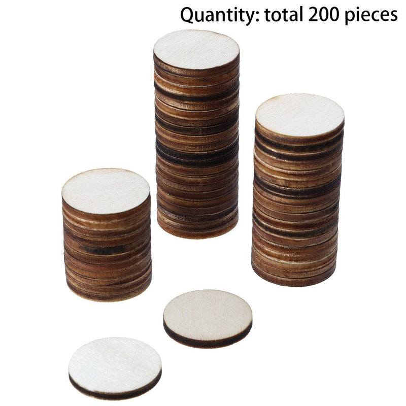 BOAO 200 Pieces 1 Inch Unfinished Wood Slices Round Disc Circle Wood Pieces Wooden Cutouts Ornaments for Craft and Decoration - NewNest Australia