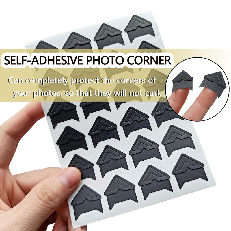 12 Sheets 288 Count Self-Adhesive Photo Corners Stickers, Acid Free Photo Mounting Corners for Scrapbooks, Memory Books, DIY Picture Album, Journal (Black) - NewNest Australia