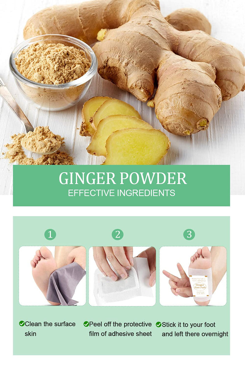 Foot Pads | Ginger Foot Pads for Your Good Feet | Foot and Body Care | Apply, Sleep & Feel Better | All Natural & Premium Ingredients for Best Combination & Results | 20 PCS - NewNest Australia