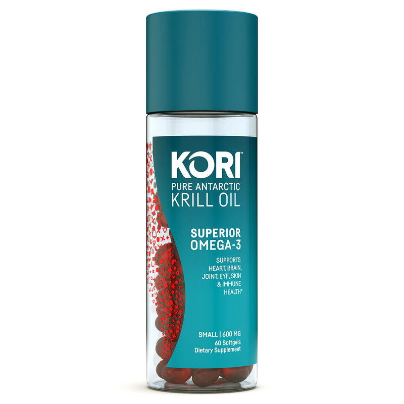 Kori Krill Oil Omega-3 600mg, 60 Softgels | Multi-Benefit Omega-3 Supplement | Superior Omega-3 Absorption vs Fish Oil and No Fishy Burps (Pack of 3) Small 600MG (3 Pack - 180 Count Total) - NewNest Australia