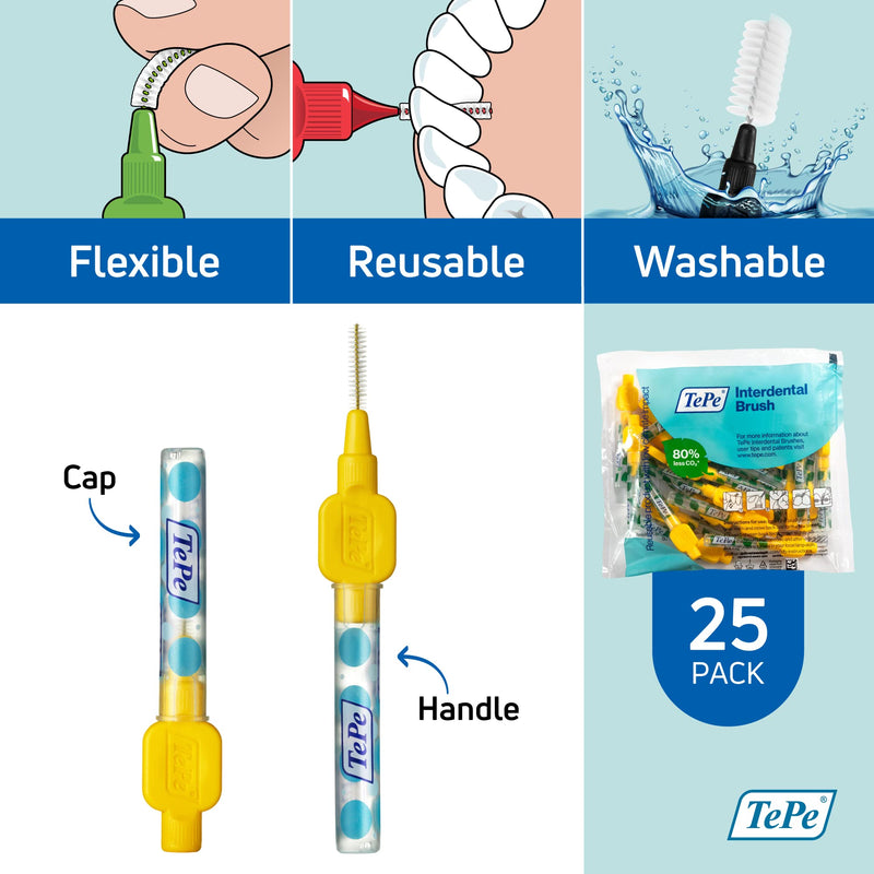 TePe Original interdental brushes 0.7 mm yellow, pack of 25, 0.70mm Fine Yellow - NewNest Australia