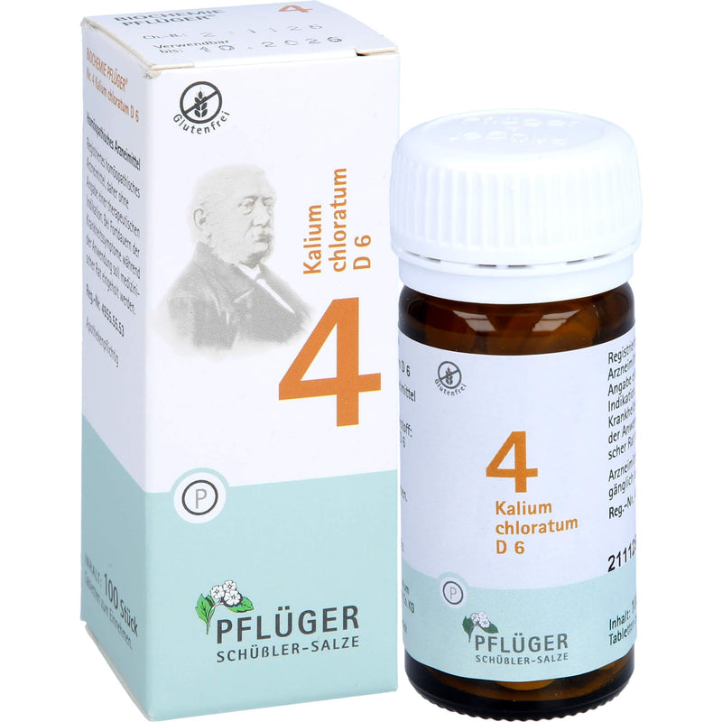 PFLÜGER Schüßler Salts No. 4 Potassium chloratum D6 - 100 tablets - The salt of the mucous membranes - gluten-free - NewNest Australia